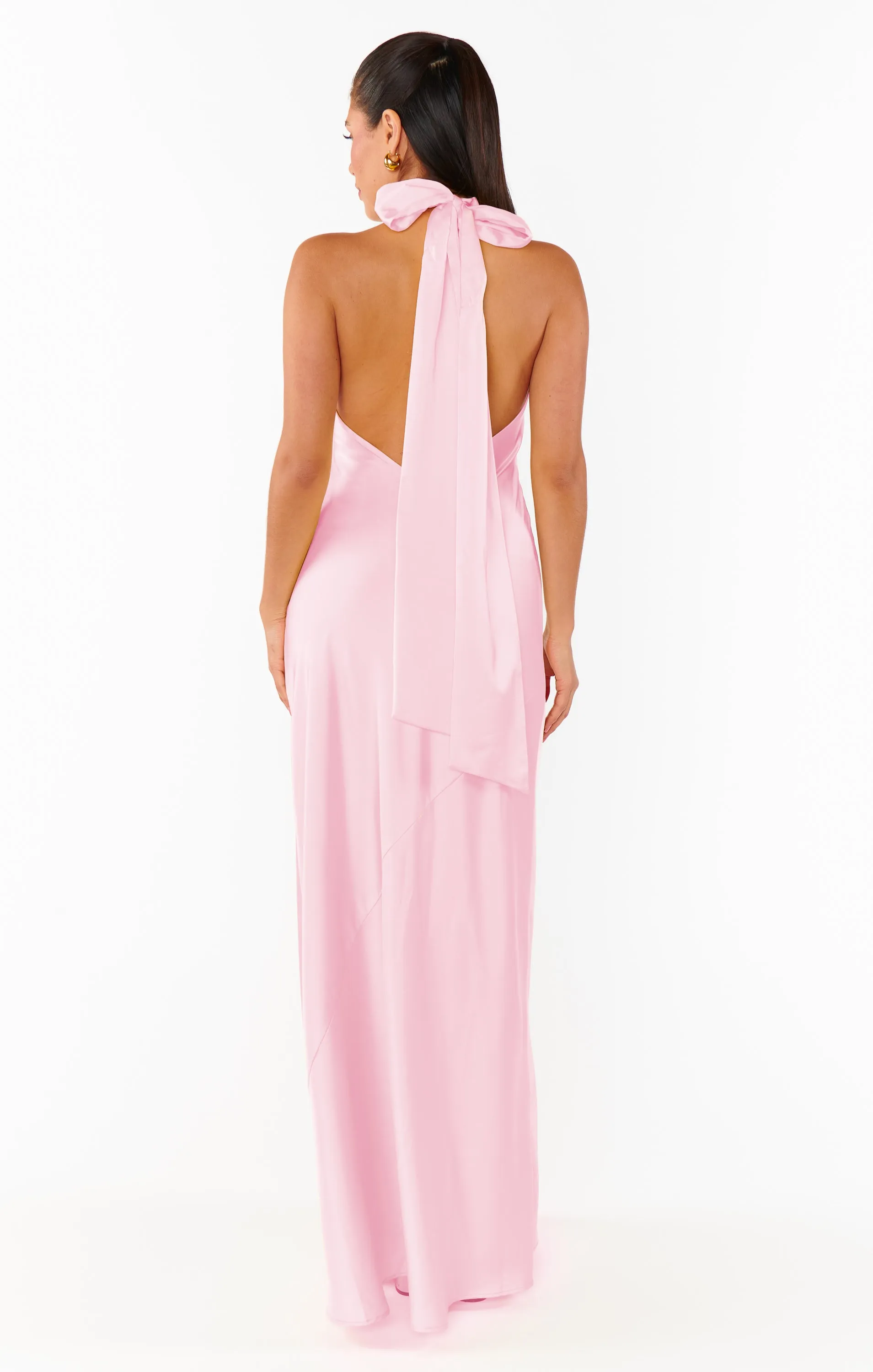 Lisa Maxi Kleid ~ Hellrosa Luxus Satin