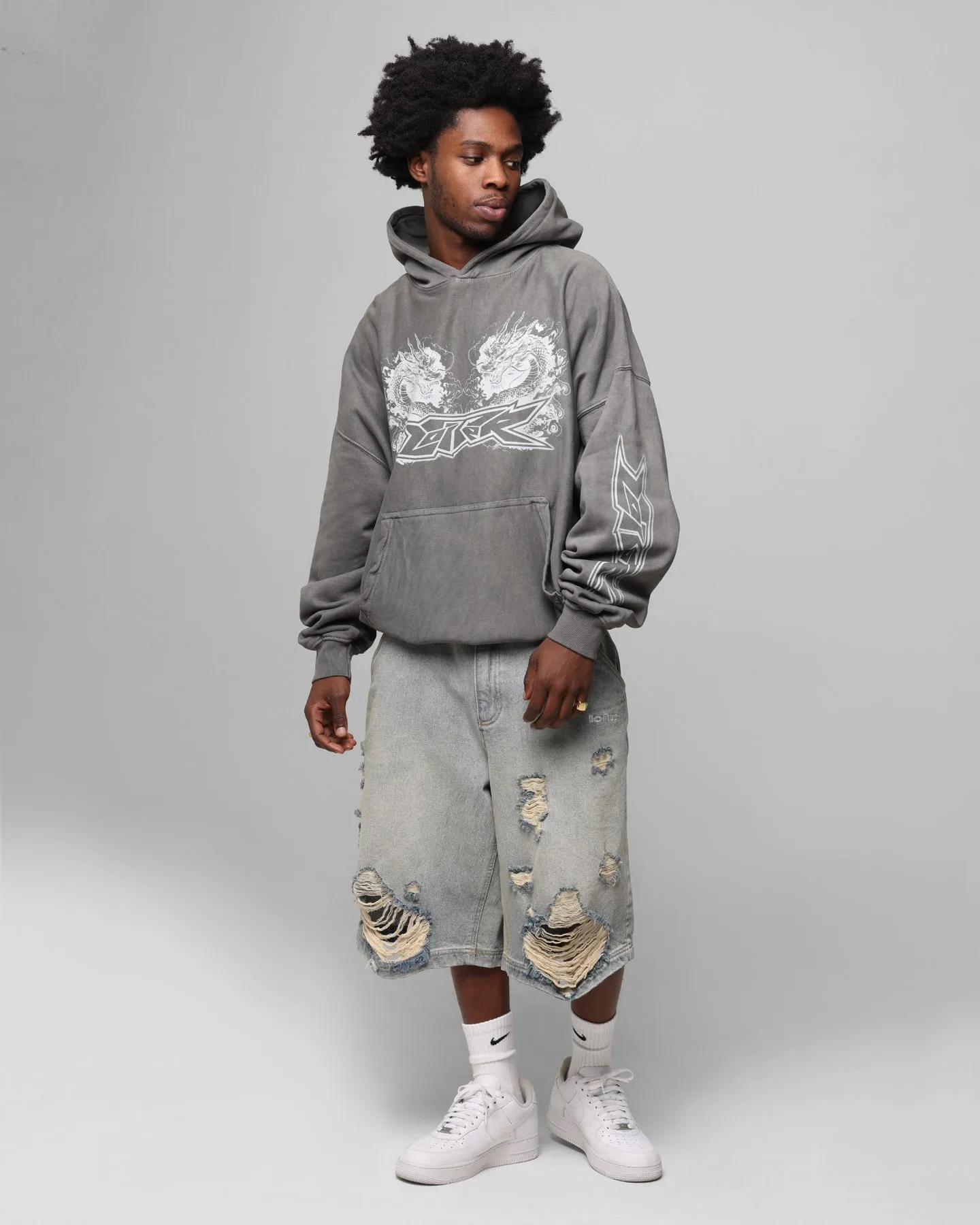 Loiter Draco Born Hoodie Gewaschener Anthrazit