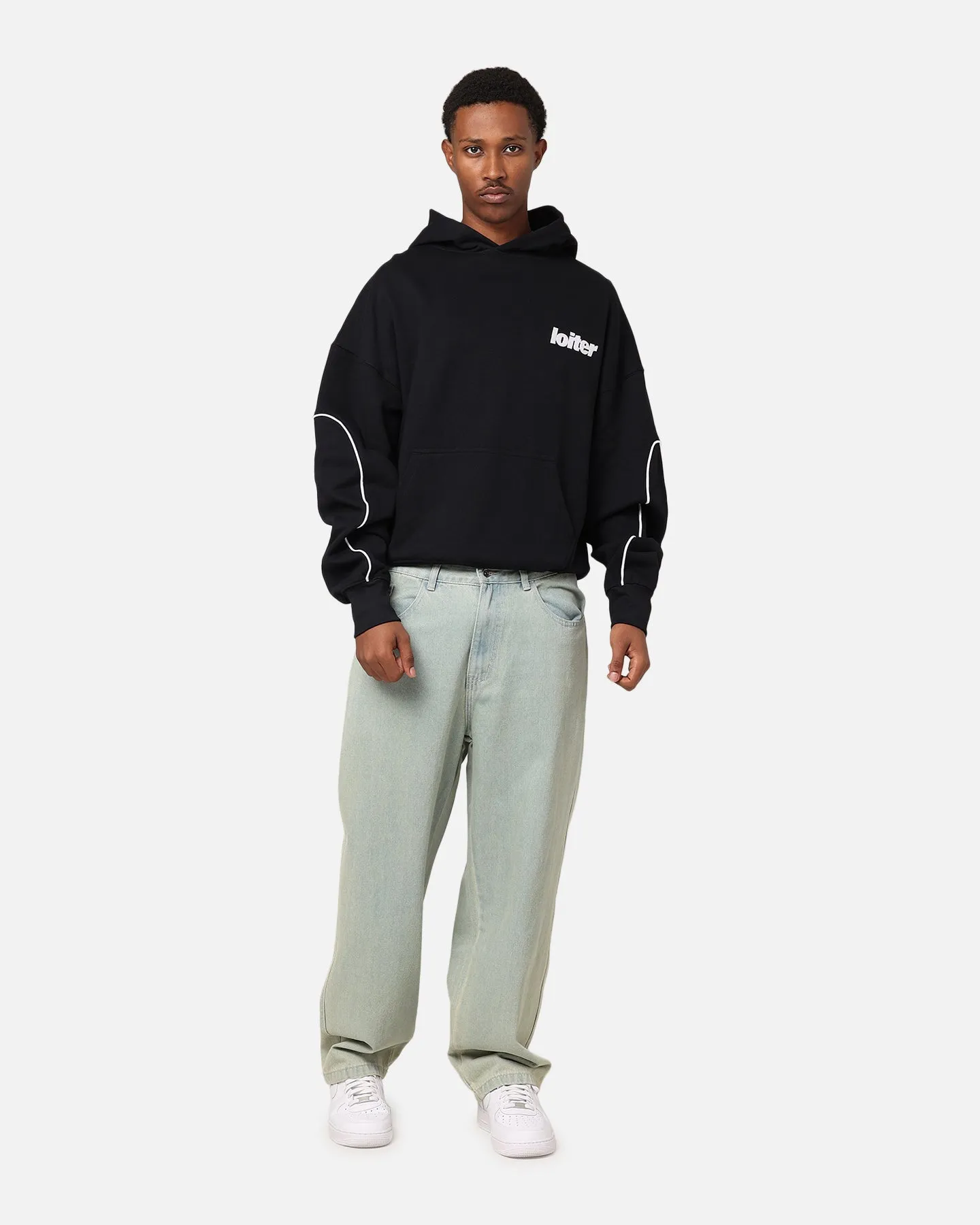 Loiter Pin Line Premium Hoodie Schwarz