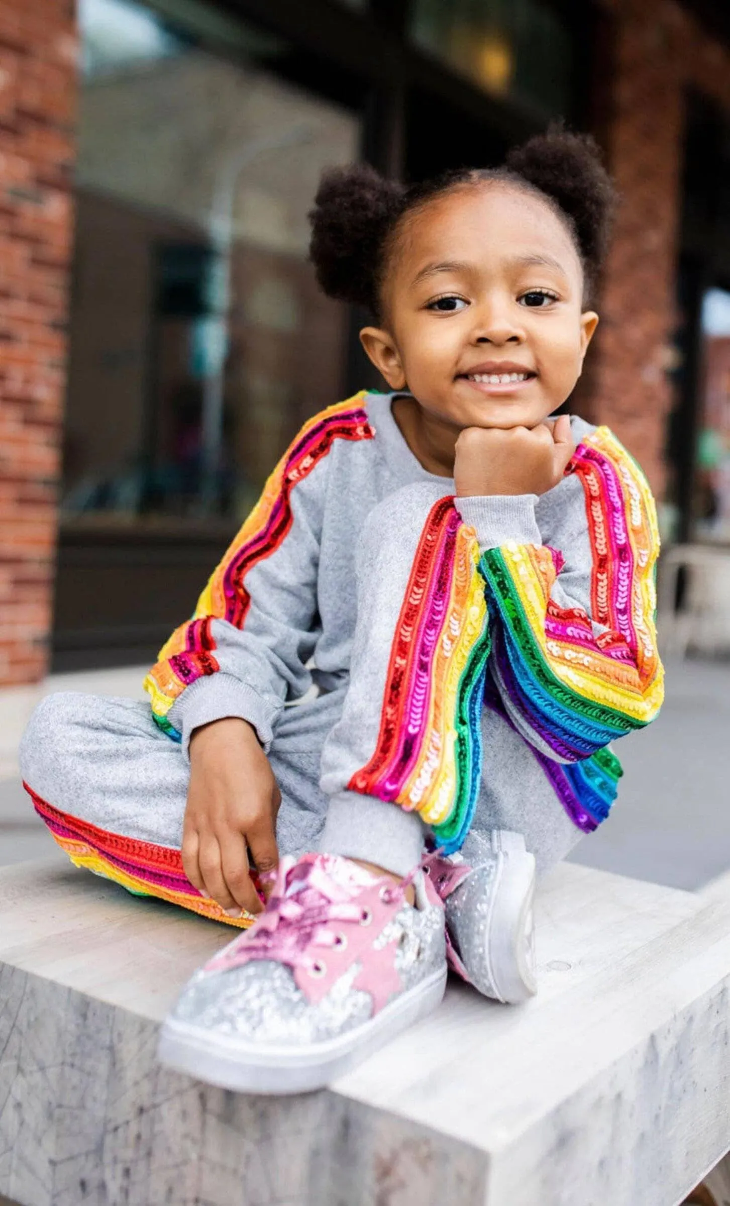 Lola   The Boys Glitzer Regenbogen Jogginganzug-Set