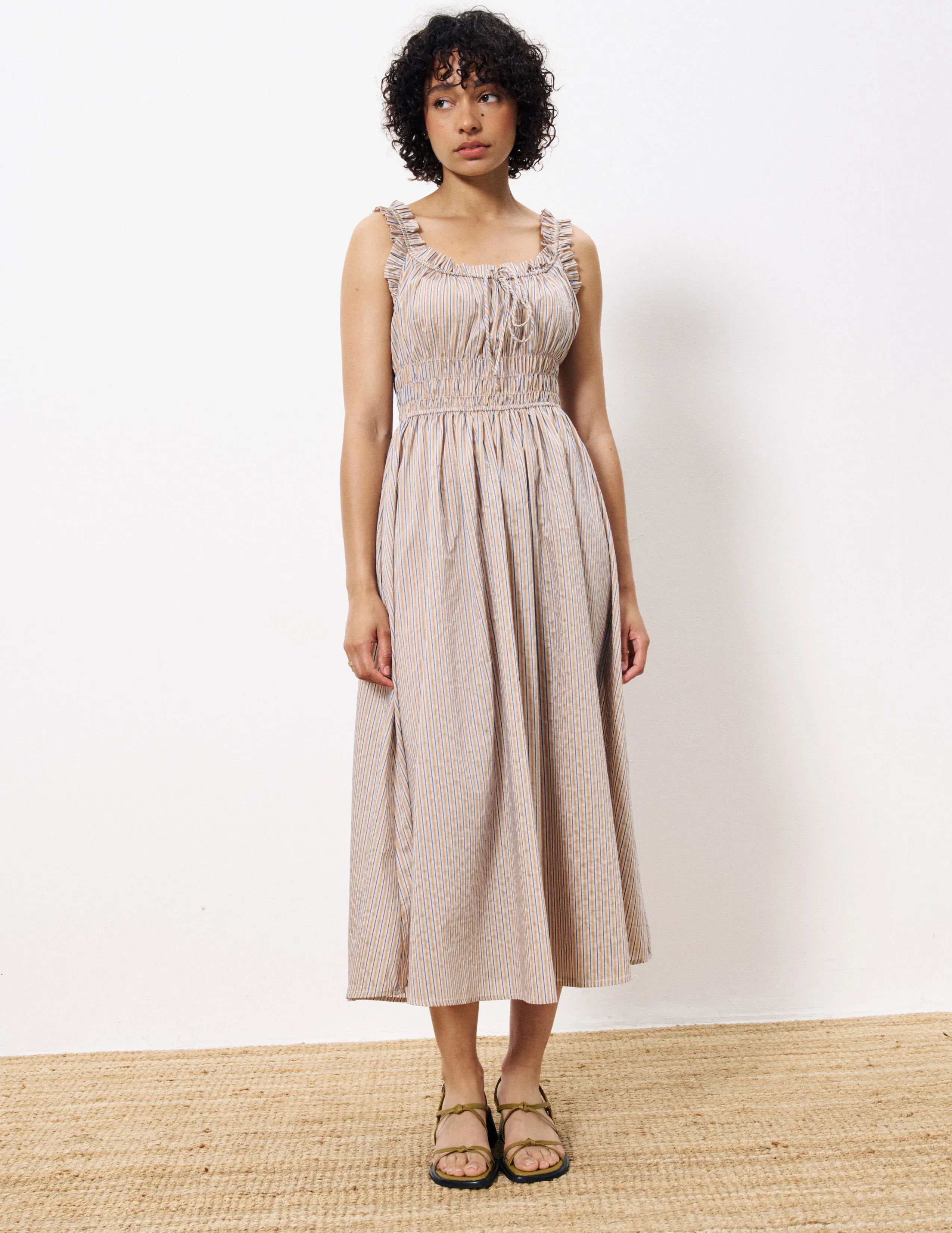 Louisane Streifen-Midi-Kleid