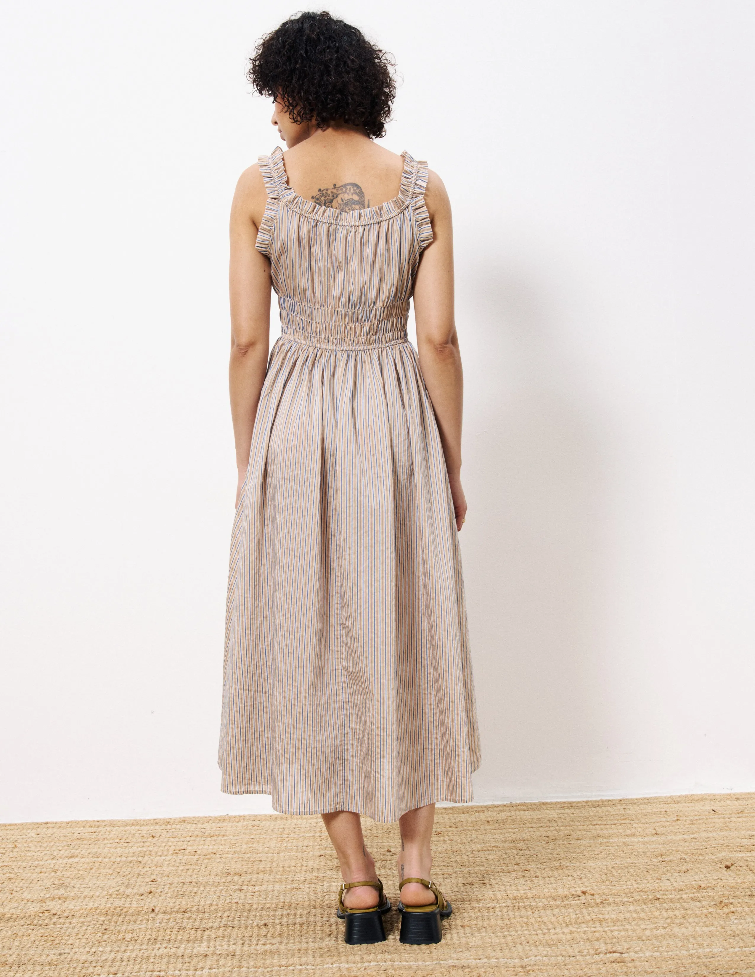 Louisane Streifen-Midi-Kleid