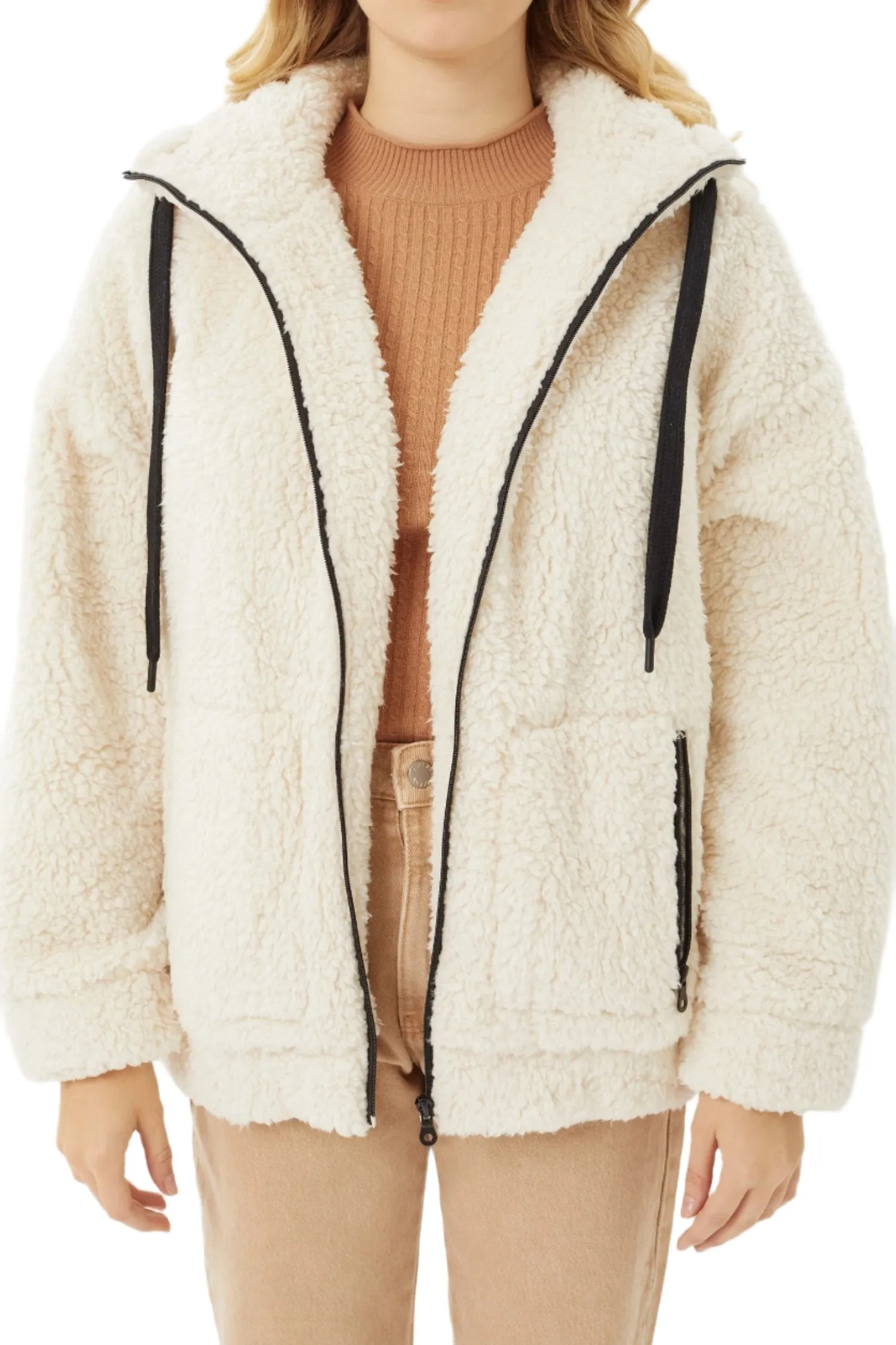 Love Tree Sherpa Brushed Zip-Up Kapuzenpullover 8175JY