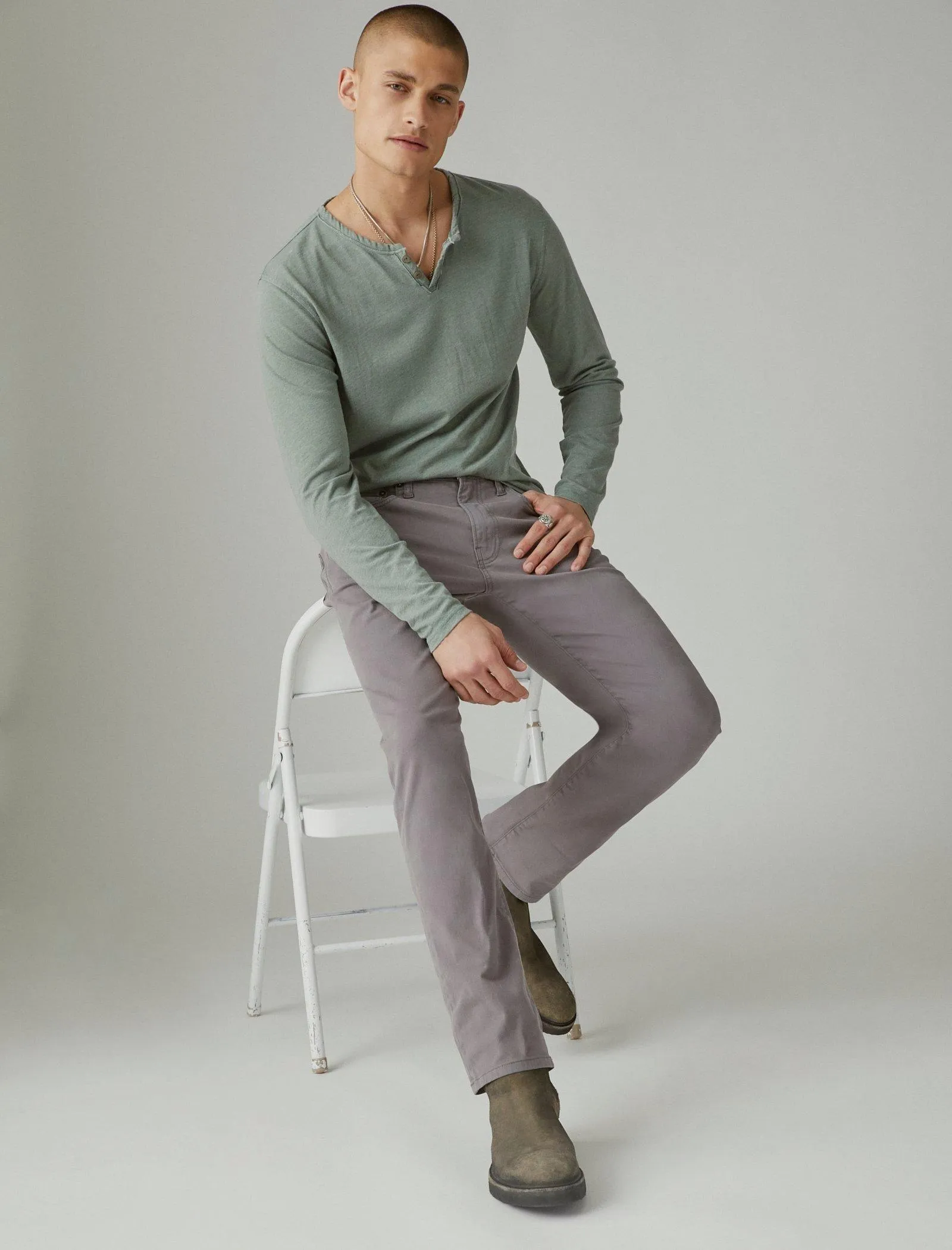 Lucky Brand 223 Gerade Satin-Stretch-Jeans Mond Schiefer Lucky Brand