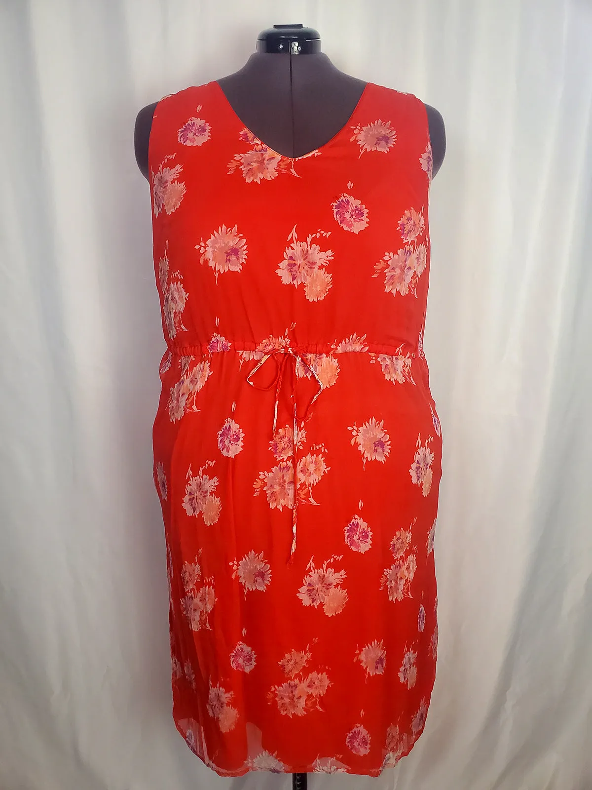 Lucky Brand Größe 2X Rotes Blumenkleid