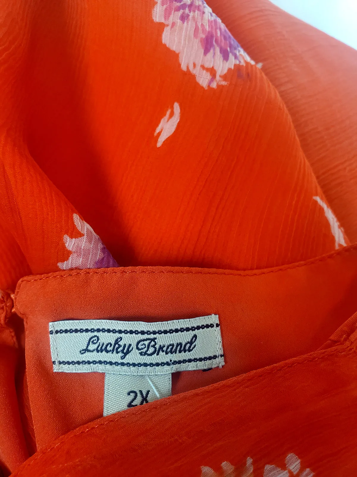 Lucky Brand Größe 2X Rotes Blumenkleid