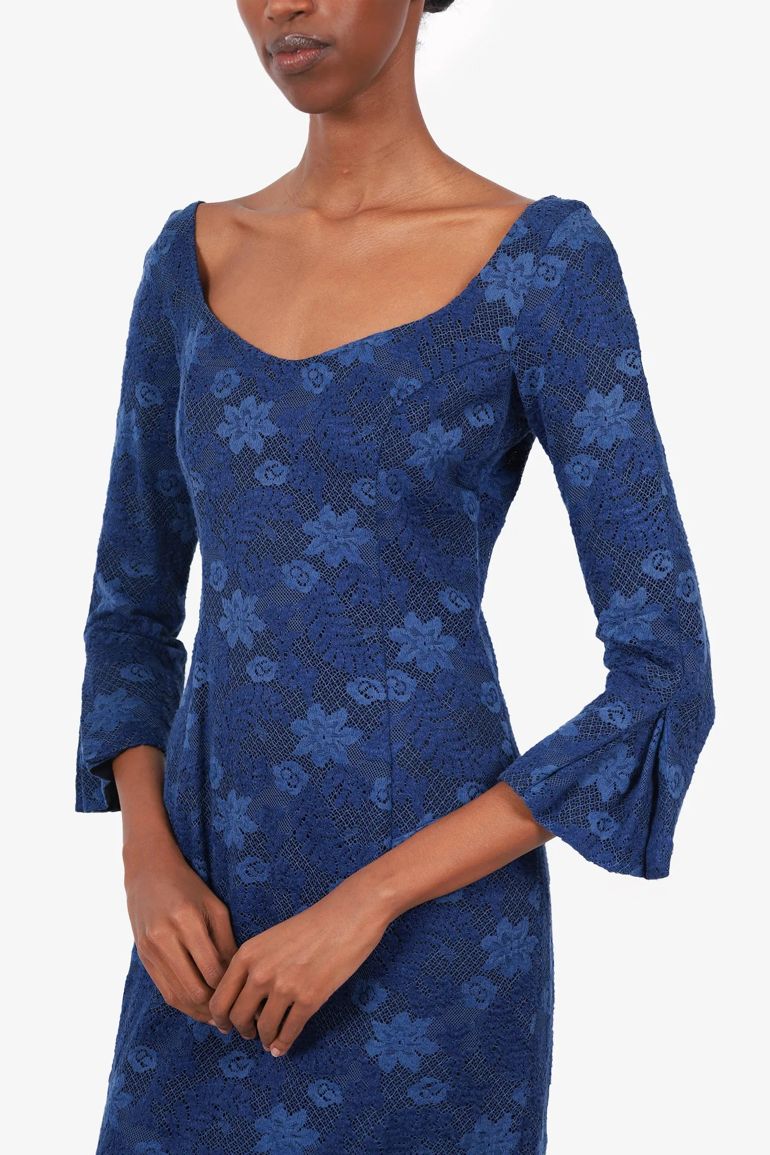 L'wren Scott Blau Spitzenmuster Kleid Größe 42