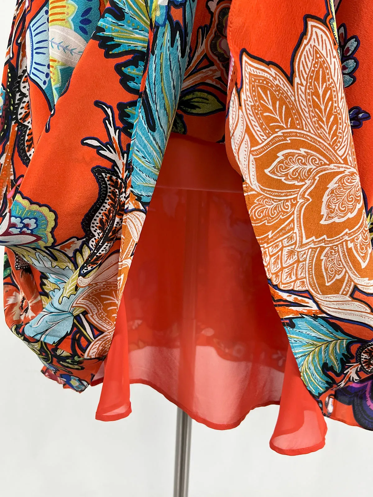 Maeve von A  Anthropologie Größe XL Oranges mehrfarbiges Blumenkleid OWK