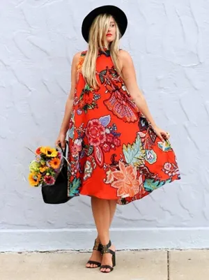 Maeve by A  Anthropologie Size XL Orange Multi Floral Dress NWT