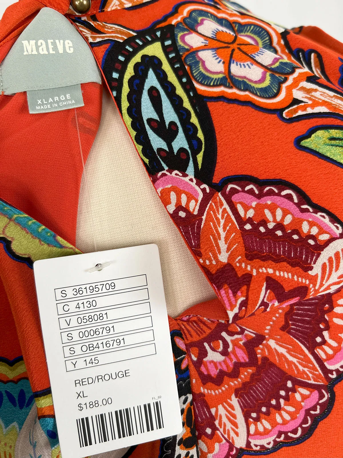 Maeve von A  Anthropologie Größe XL Oranges mehrfarbiges Blumenkleid OWK