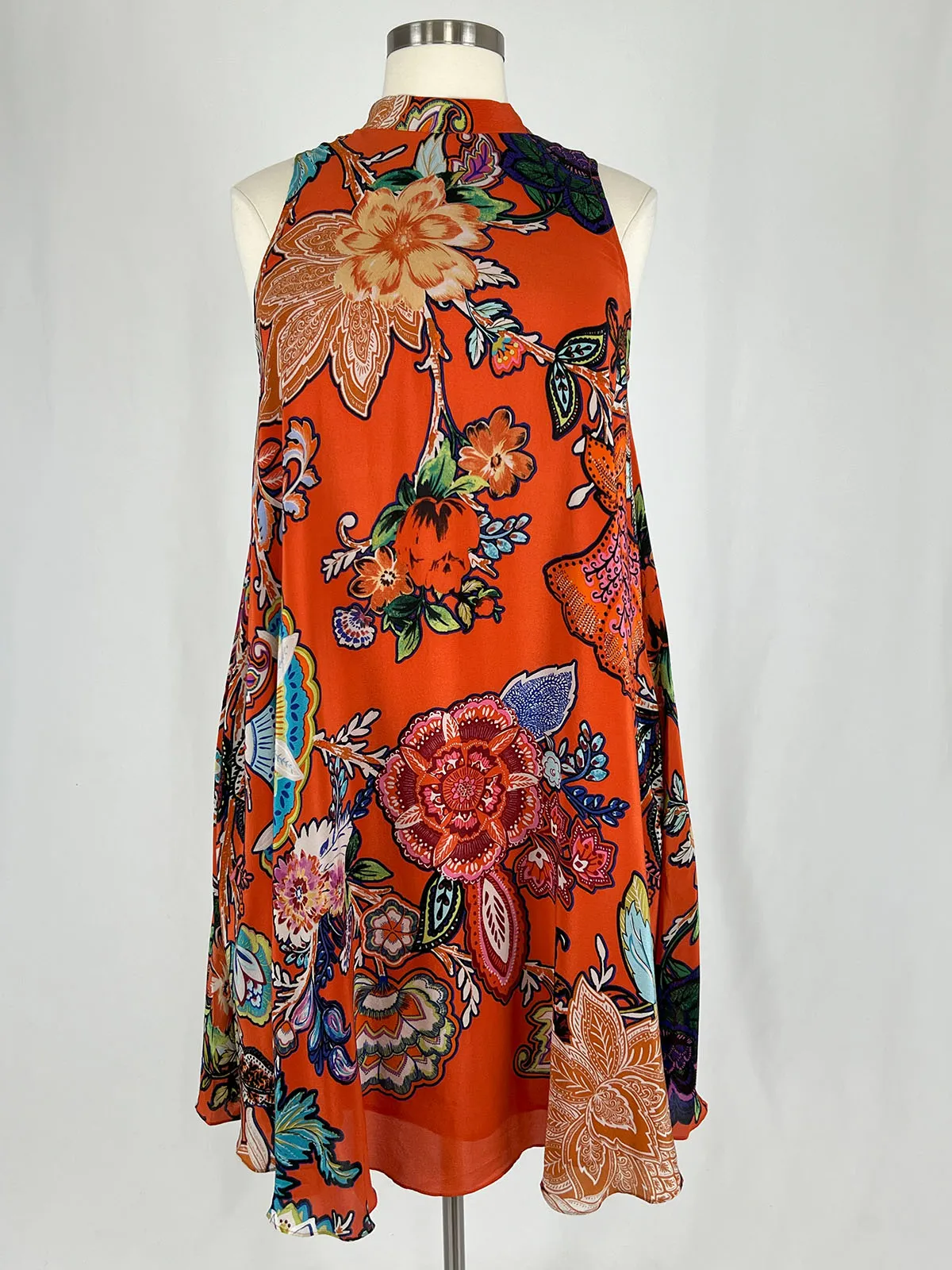 Maeve von A  Anthropologie Größe XL Oranges mehrfarbiges Blumenkleid OWK