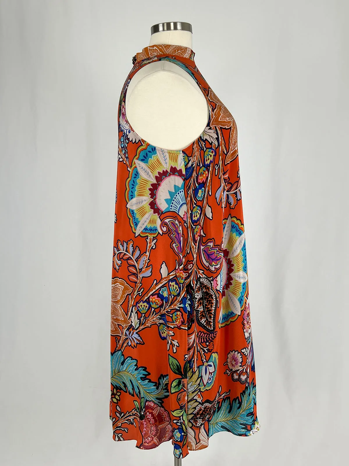 Maeve von A  Anthropologie Größe XL Oranges mehrfarbiges Blumenkleid OWK