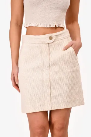 Maje Cream Cotton Blend Mini Skirt Size 38