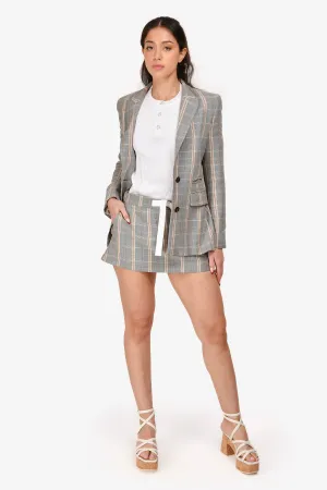Maje Grey/Yellow Plaid Drawstring Skort Size 40