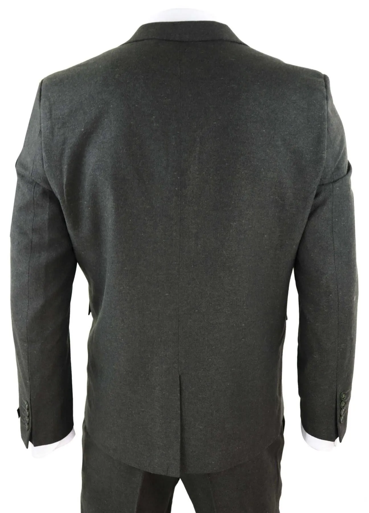 Herren 3-teiliger olivgrüner Woll-Tweed Vintage Retro Anzug