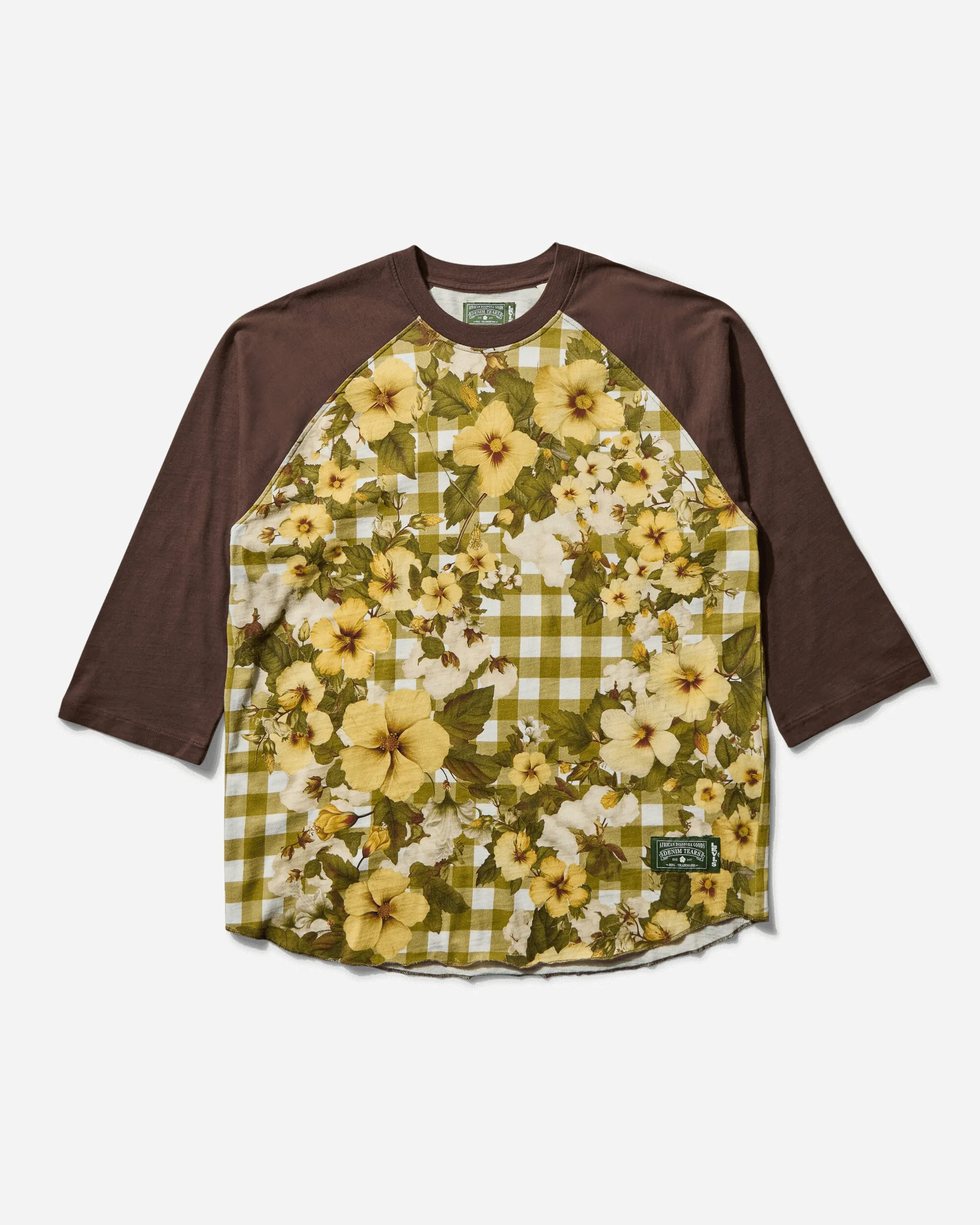 Herren Denim Tears Baseball T-Shirt Blumenkaro Gold