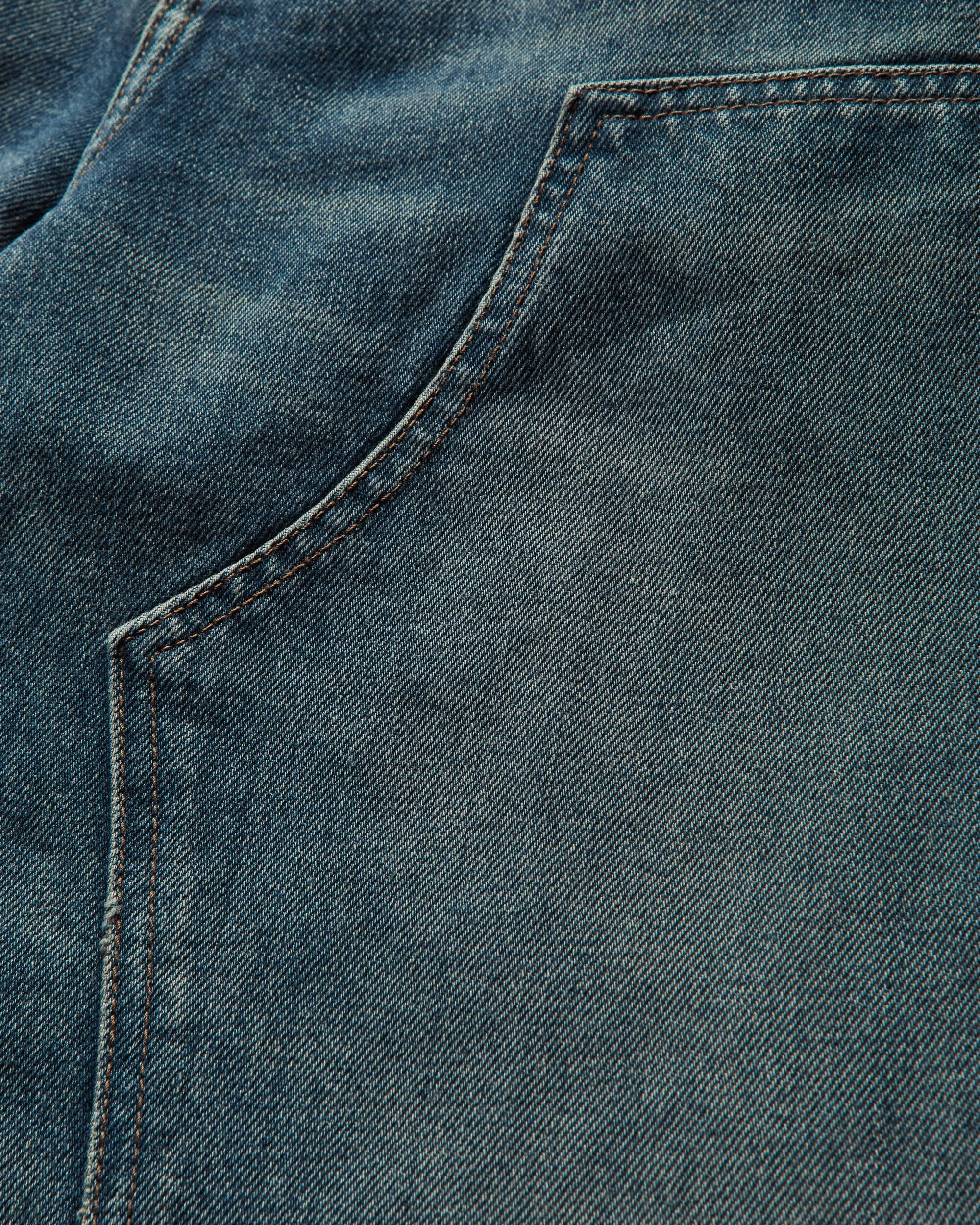 Herrenhose mit doppelten Knien Blau (Getragen Gebraucht Gewaschen)