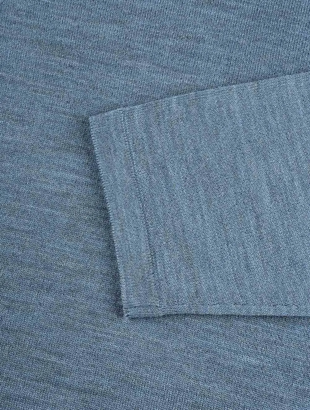 Merino Wolle Langarm Polo Blau