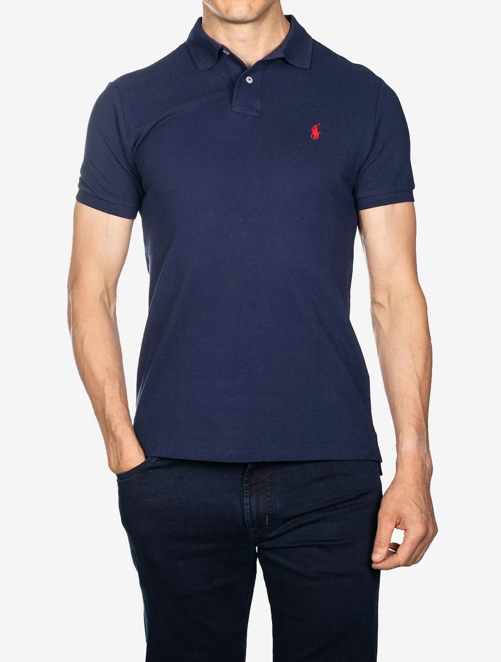 Mesh Polohemd Hellblau