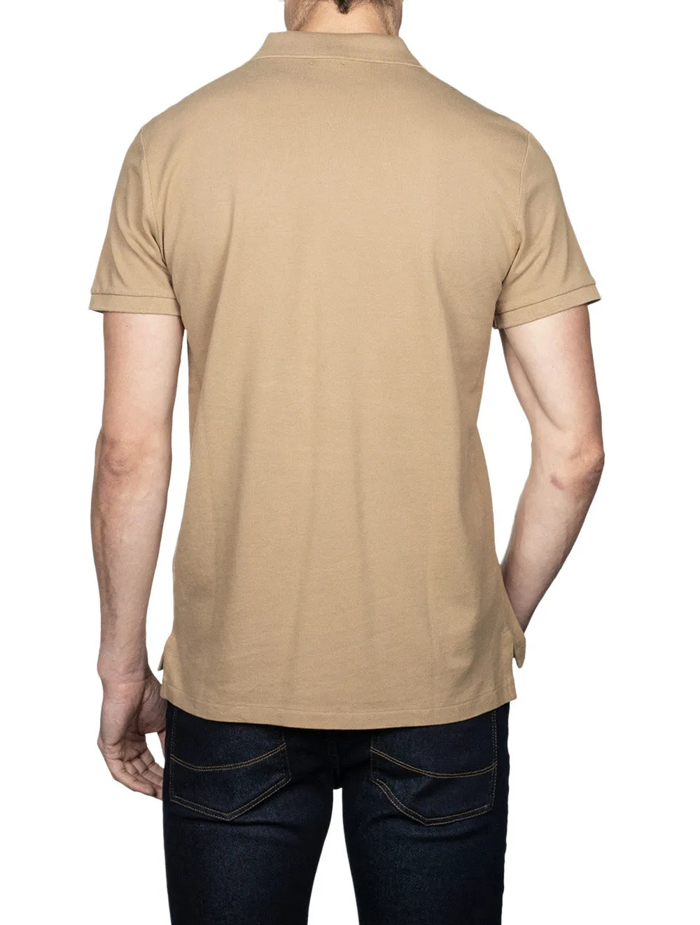 Mesh Polo-Shirt in Beige