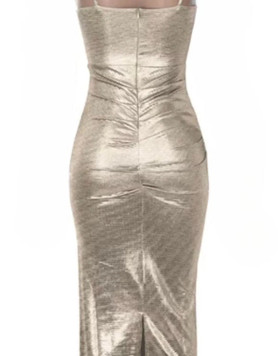 Metallgoldenes Trägerkleid mit Spaghettiträgern