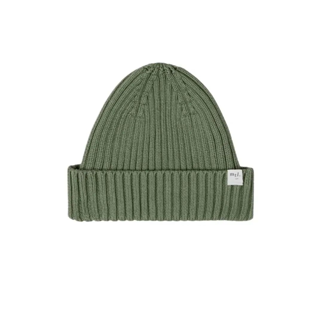 MILES THE LABEL Rippen Baby-Beanie 3-9 Monate - Moosgrün