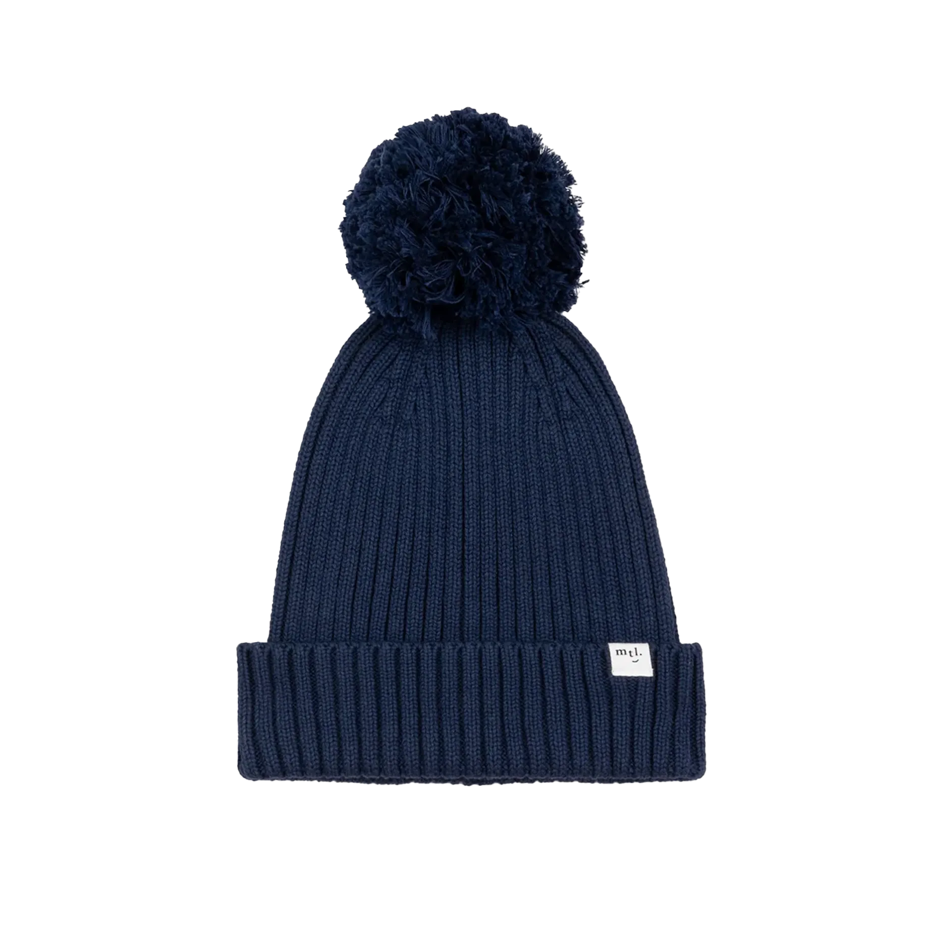 MILES THE LABEL Rippen Bommelmütze für Babys 3-9 Monate - Marineblau