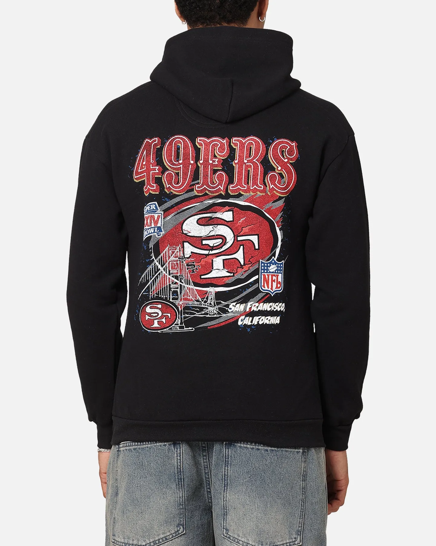 Mitchell & Ness San Francisco 49ers Flammen Hoodie Verblasstes Schwarz