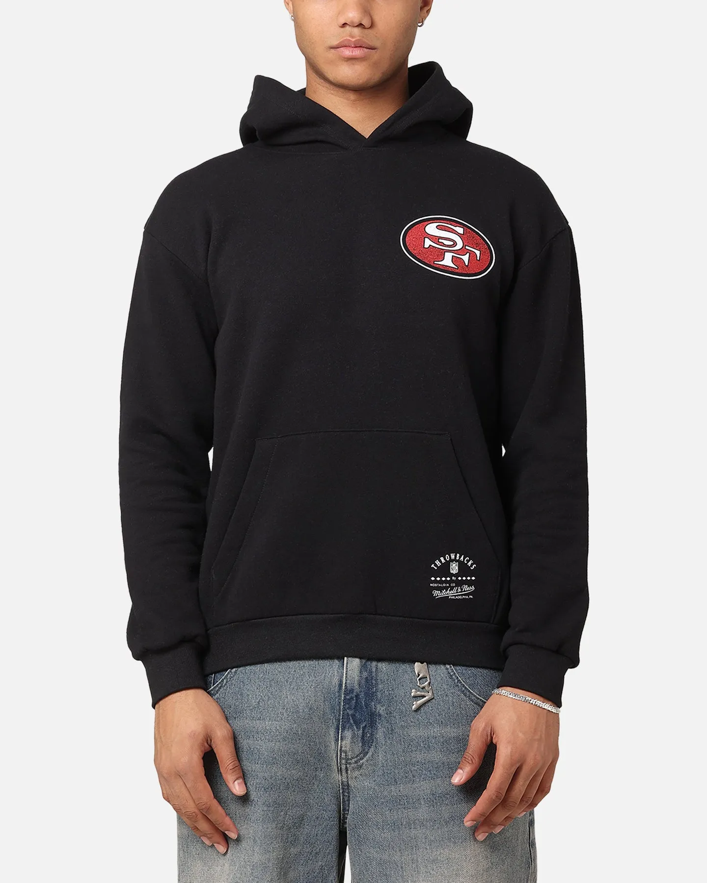 Mitchell & Ness San Francisco 49ers Flammen Hoodie Verblasstes Schwarz