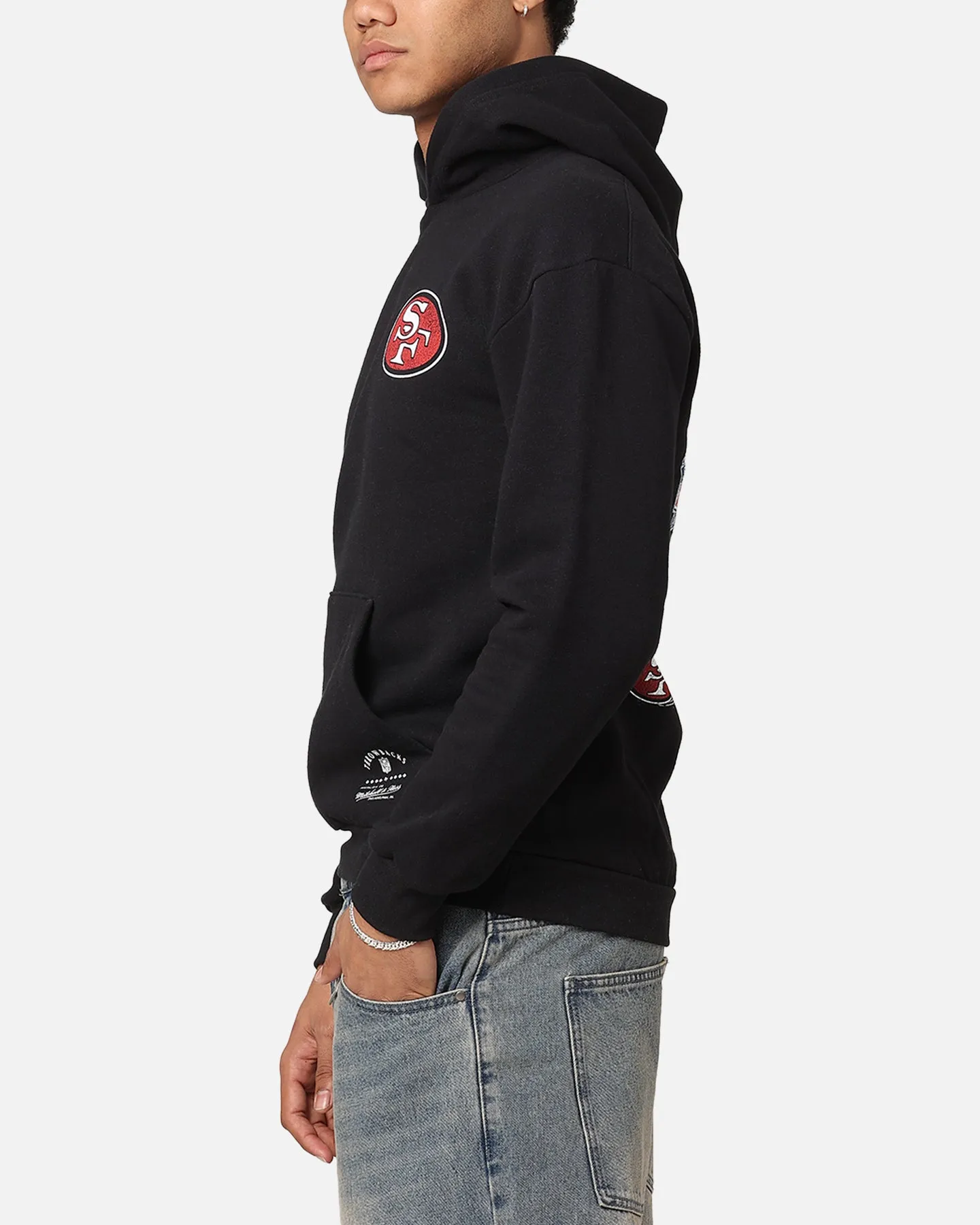 Mitchell & Ness San Francisco 49ers Flammen Hoodie Verblasstes Schwarz