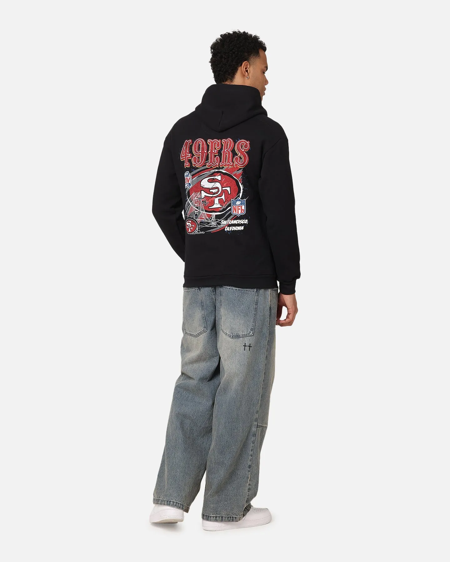 Mitchell & Ness San Francisco 49ers Flammen Hoodie Verblasstes Schwarz