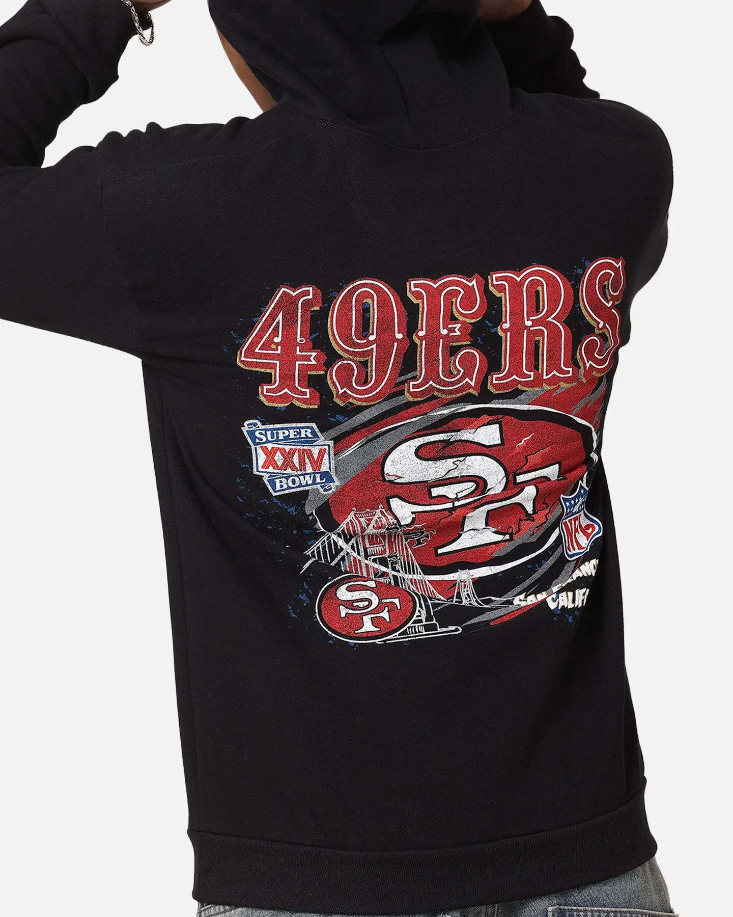 Mitchell & Ness San Francisco 49ers Flammen Hoodie Verblasstes Schwarz