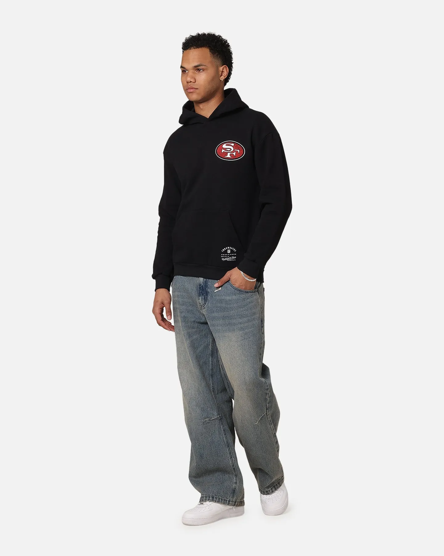 Mitchell & Ness San Francisco 49ers Flammen Hoodie Verblasstes Schwarz