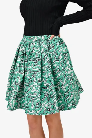 Miu Miu Green/White Arrow Printed Nylon Skirt Size 42