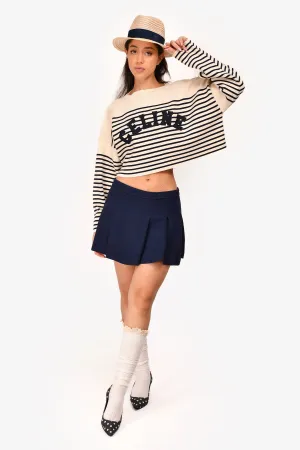 Miu Miu Navy Blue Pleated Mini Skirt Size 40