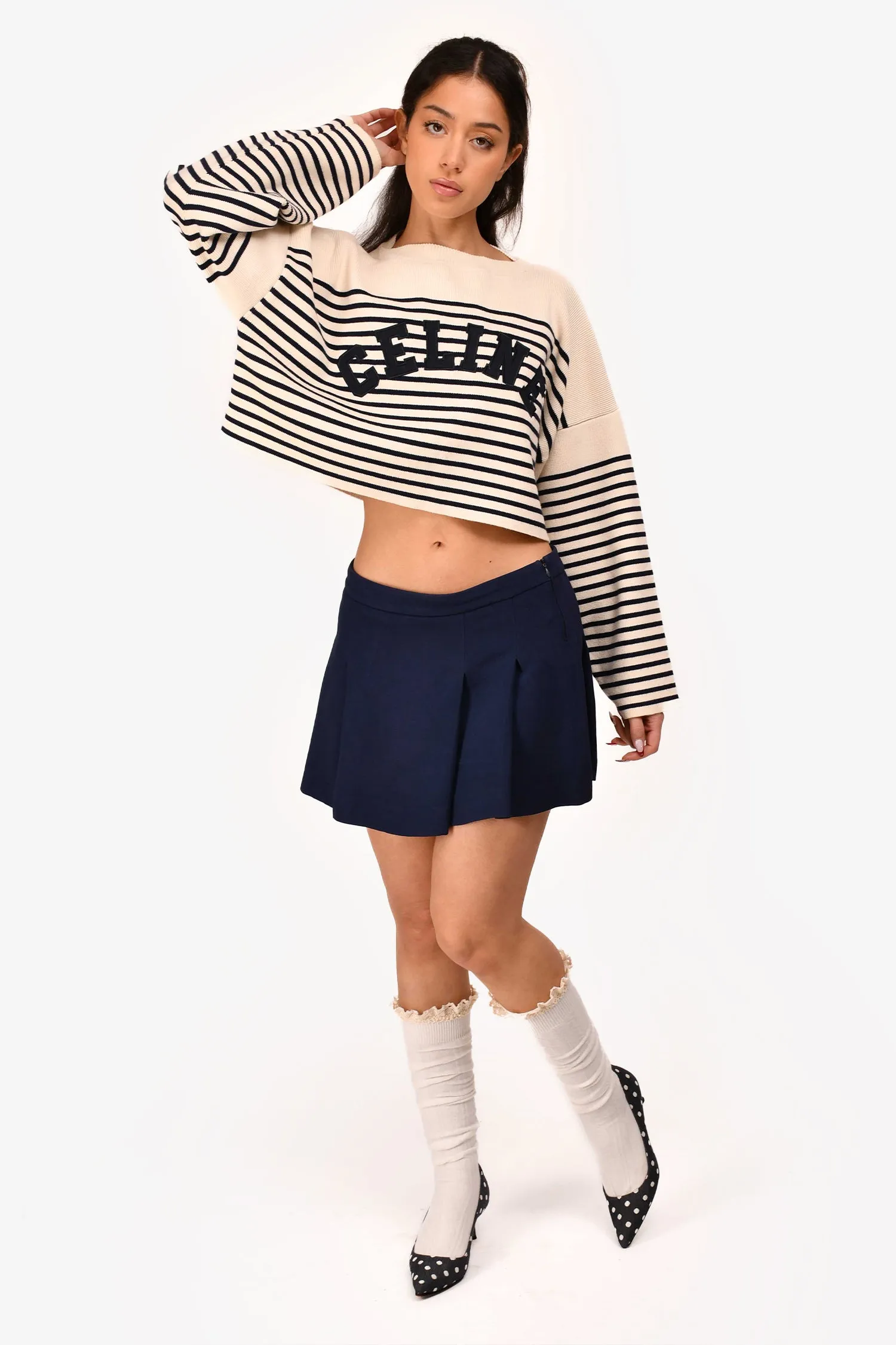Miu Miu Marineblauer Plisseé-Minirock Größe 40