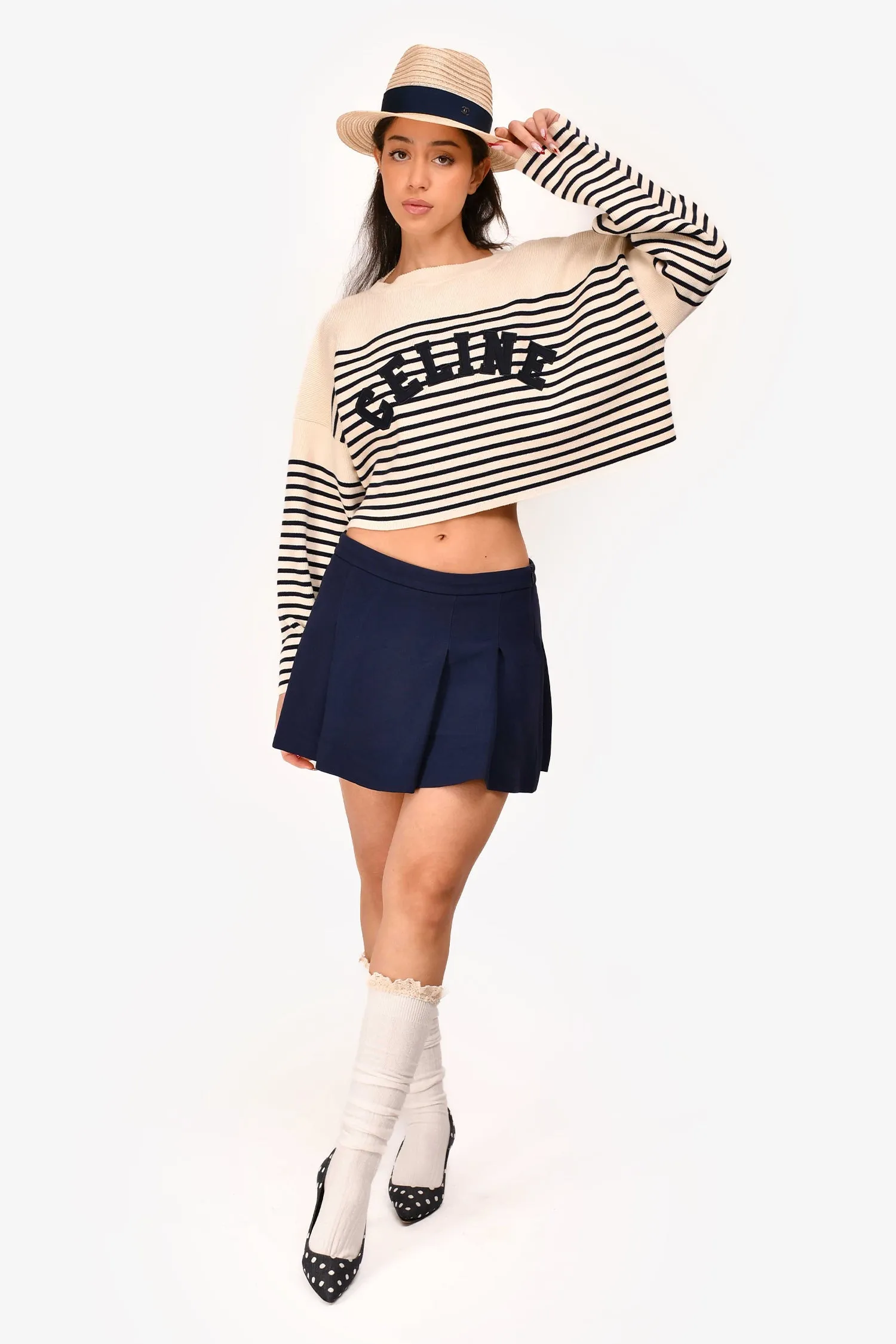 Miu Miu Marineblauer Plisseé-Minirock Größe 40