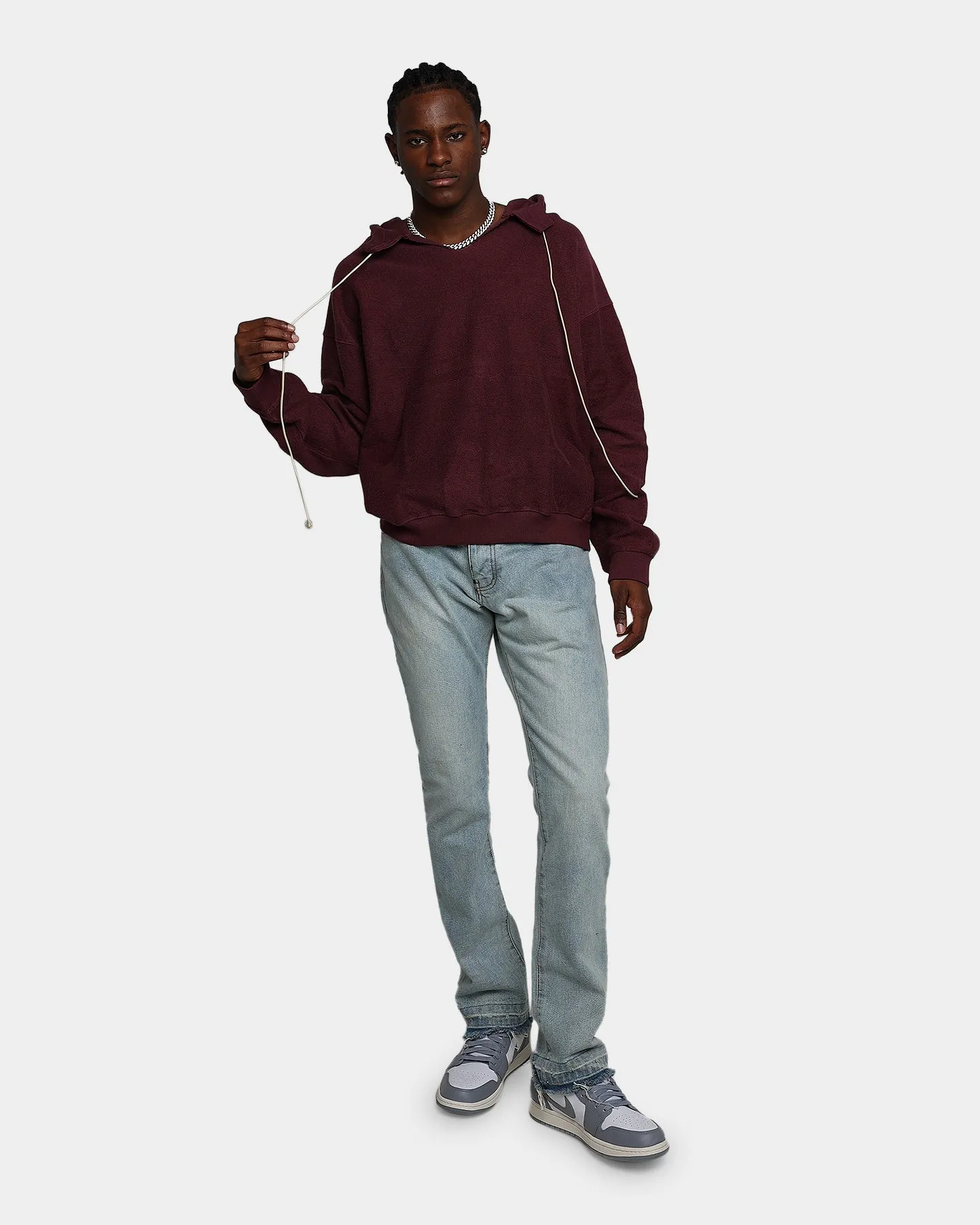MNML Erweiterte Kapuzenpullover mit Kordelzug in Burgunder