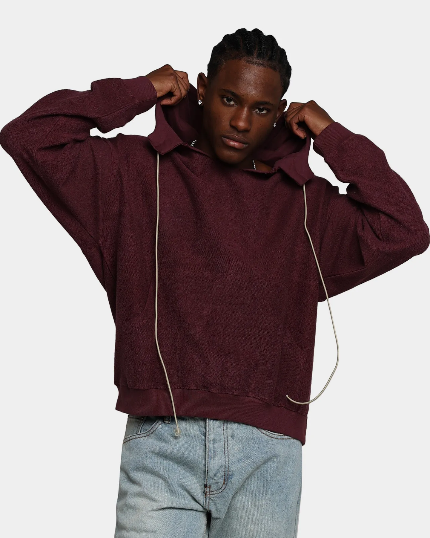 MNML Erweiterte Kapuzenpullover mit Kordelzug in Burgunder