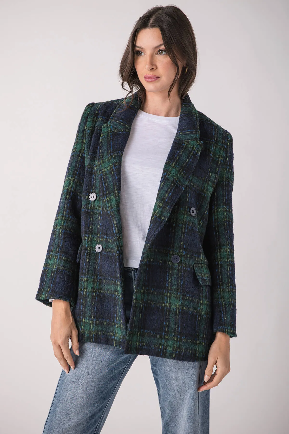 Molly Bracken Karo-Übergröße Blazer Jacke