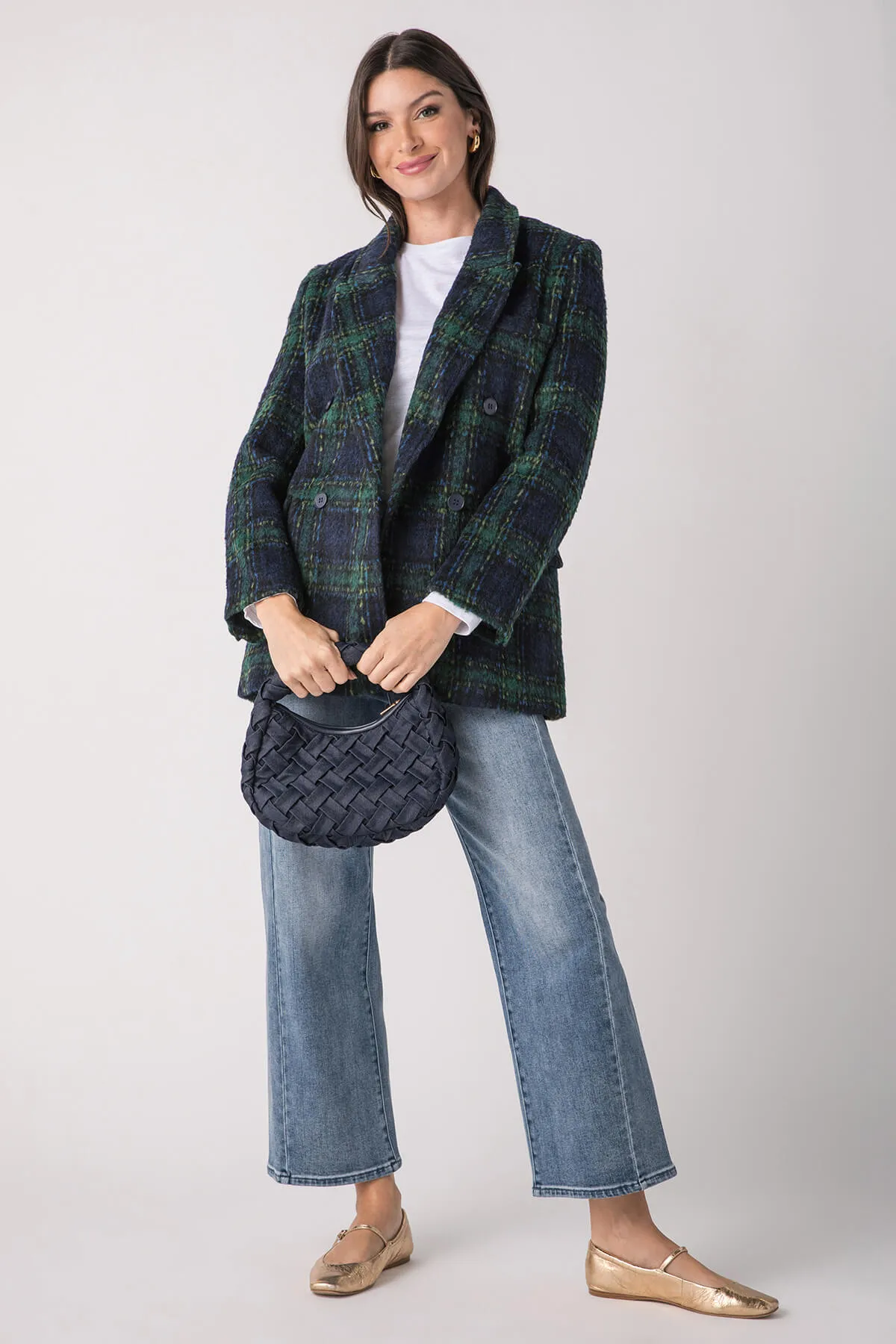 Molly Bracken Karo-Übergröße Blazer Jacke