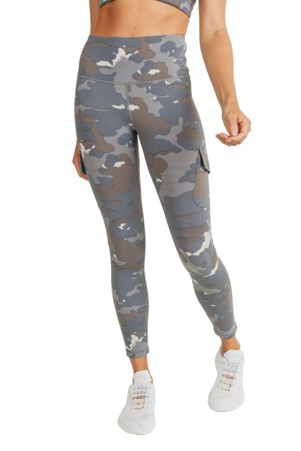 Mono B Blau Tundra Camo Cargo Hybrid Hochtaillierte Leggings APH2988 und Plus