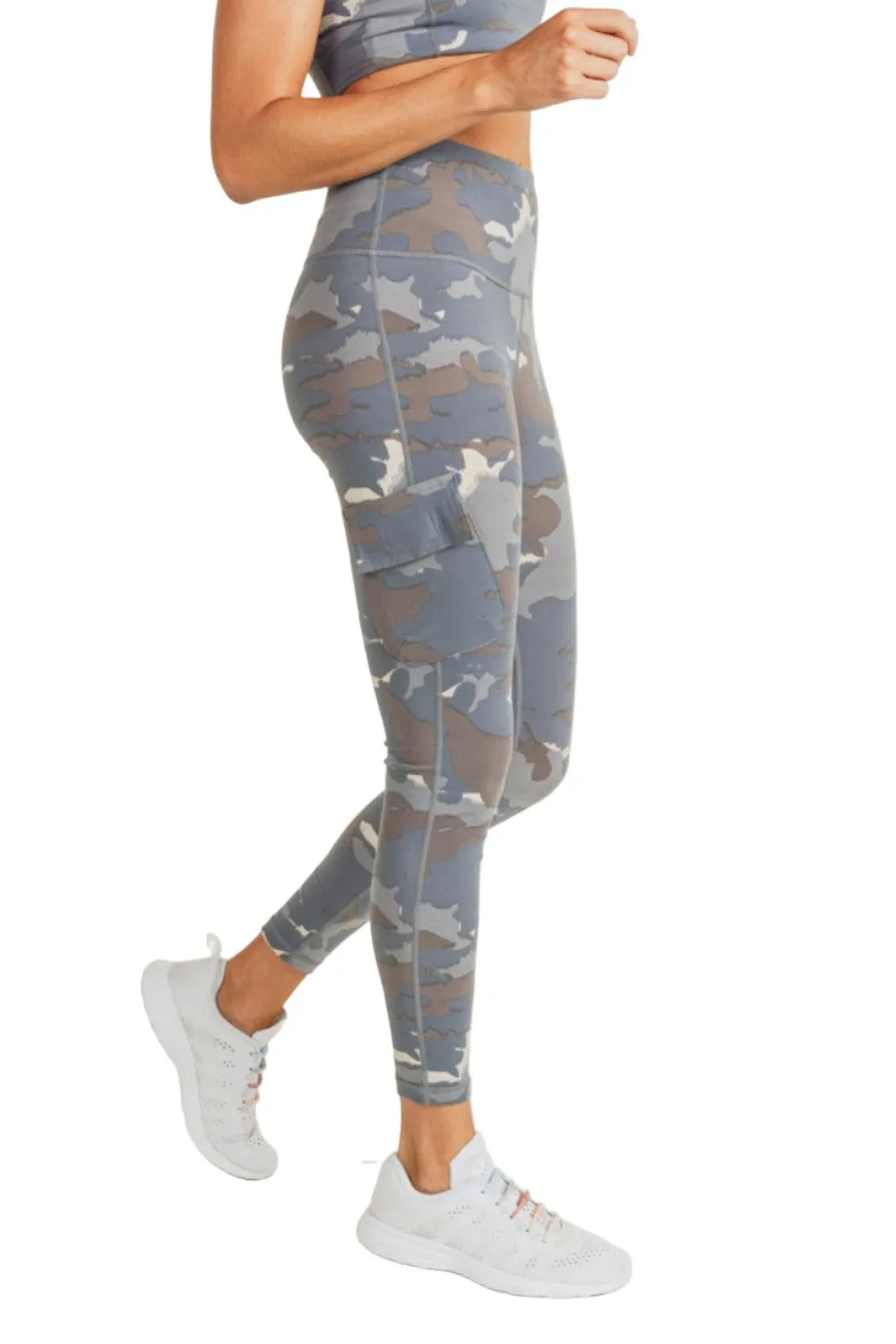 Mono B Blau Tundra Camo Cargo Hybrid Hochtaillierte Leggings APH2988 und Plus