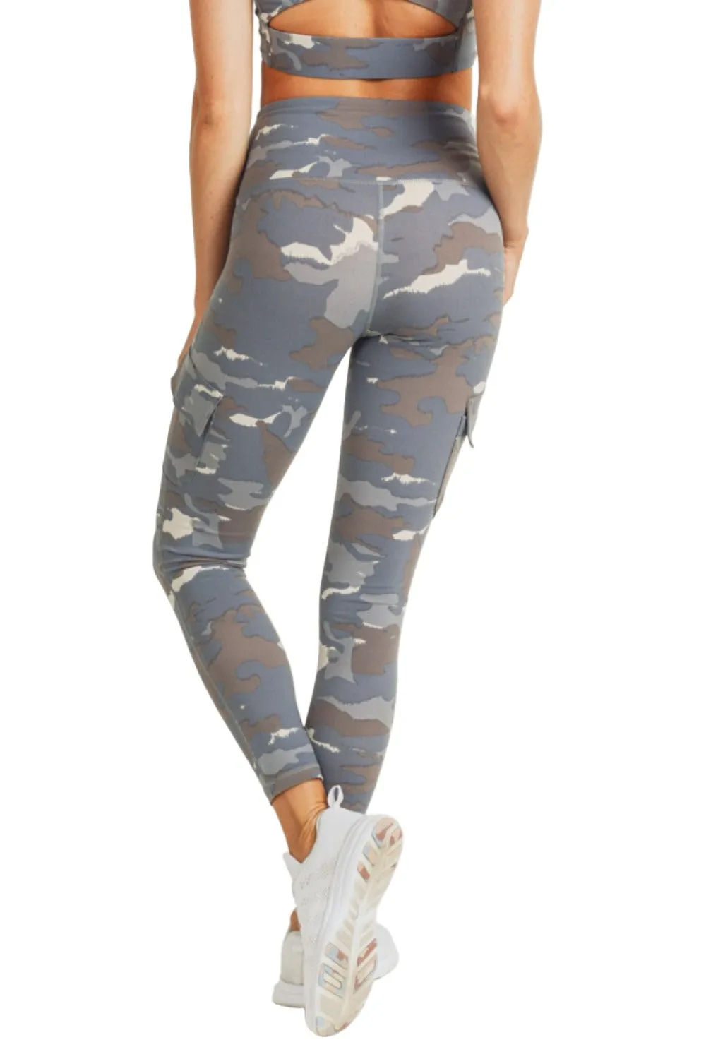 Mono B Blau Tundra Camo Cargo Hybrid Hochtaillierte Leggings APH2988 und Plus