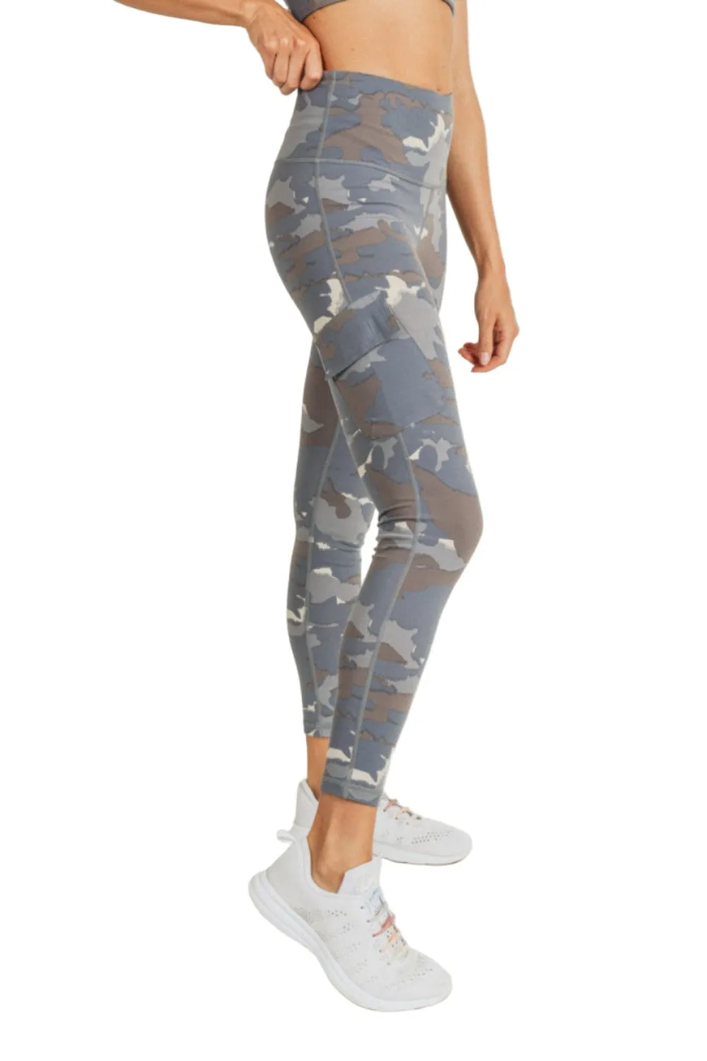 Mono B Blau Tundra Camo Cargo Hybrid Hochtaillierte Leggings APH2988 und Plus