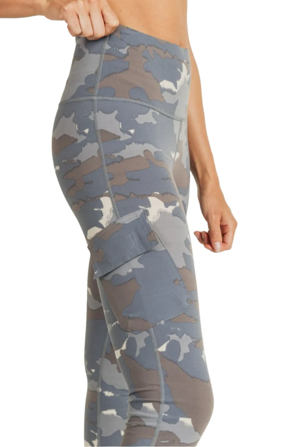 Mono B Blau Tundra Camo Cargo Hybrid Hochtaillierte Leggings APH2988 und Plus
