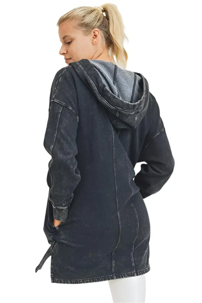 Mono B Fleece Mineralgewaschener Kapuzenpullover KT11585