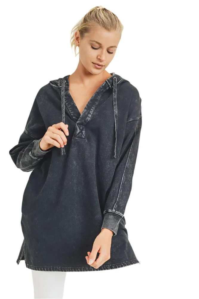 Mono B Fleece Mineralgewaschener Kapuzenpullover KT11585