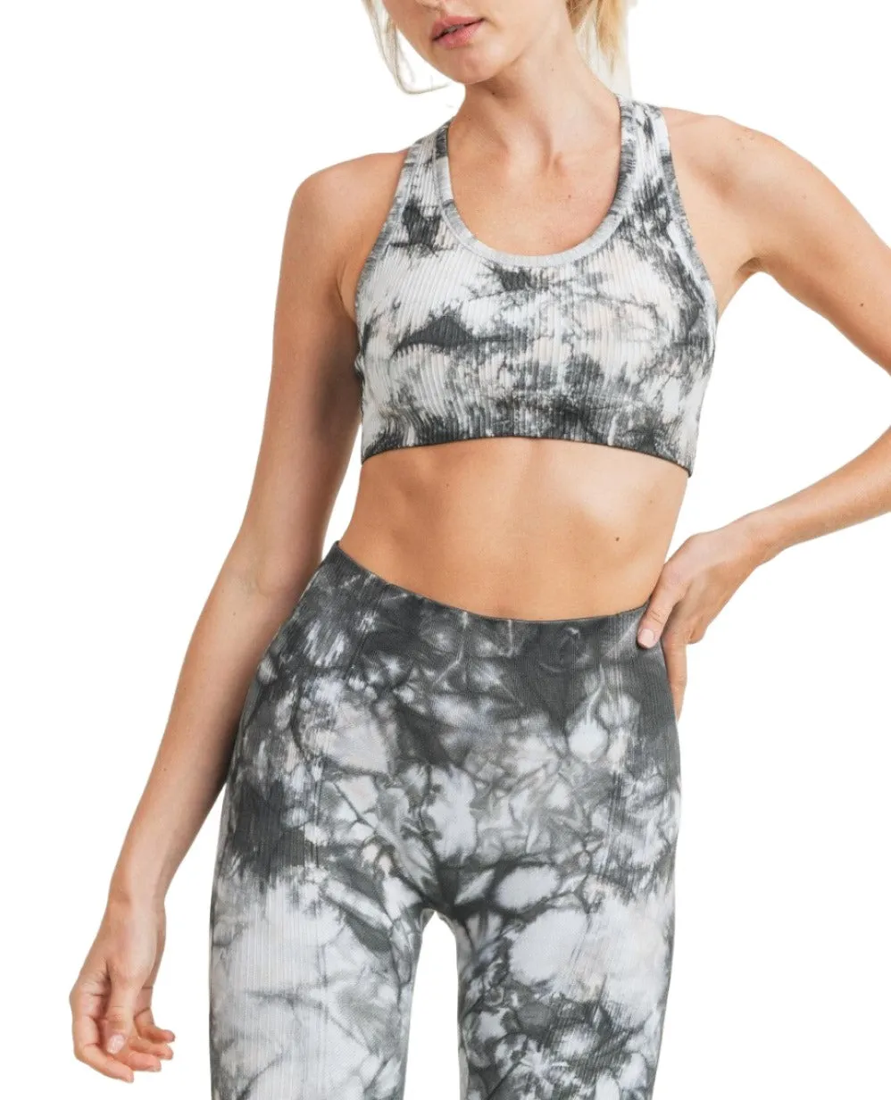 Mono B Glas-Tie-Dye Nahtloses Rippen-Sport-BH AT3001