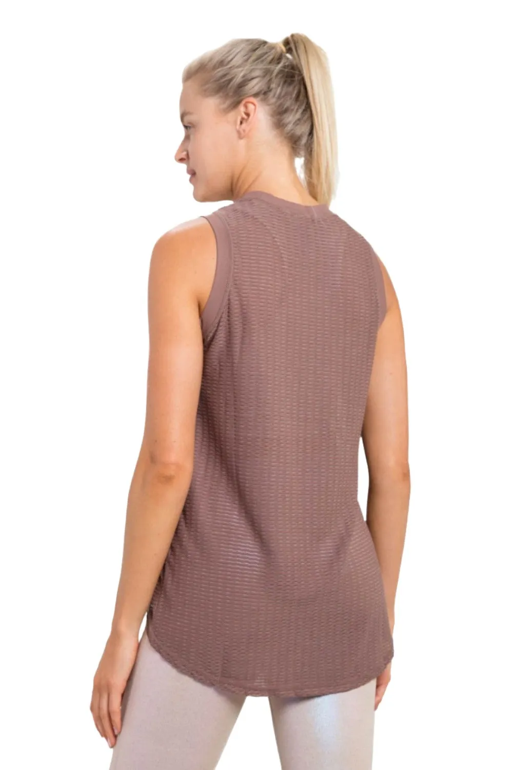 Mono B Hochgeschlossenes Mesh-Texturiertes Tanktop AT3093